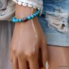 N5677g Bracelet bouddha noir perles turquoise naturelle - Bijoux bracelets en ligne Ninanina