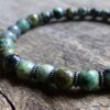 N5682b Bracelet homme stretch elastique perles rondes turquoises africaines NINANINA