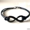 N5687 Bracelet infini cordon noir et métal black homme - Bijoux Bracelets en ligne Ninanina