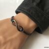 N5687a Bracelet infini cordon noir et métal black homme - Bijoux Bracelets en ligne Ninanina
