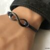 N5687e Bracelet infini cordon noir et métal black homme - Bijoux Bracelets en ligne Ninanina