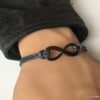 N5687h Bracelet infini cordon noir et métal black homme - Bijoux Bracelets en ligne Ninanina
