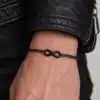 N5689b Bracelet Avec Infini Homme en Acier Inoxydable Noir – Bijou Artisanal - Bijoux Bracelets hommes en ligne Ninanina