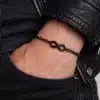 N5689c Bracelet Avec Infini Homme en Acier Inoxydable Noir – Bijou Artisanal - Bijoux Bracelets hommes en ligne Ninanina
