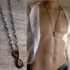 N5690 Collier homme long infini métal noir NINANINA