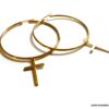 N5699B Boucles créoles femme pendentifs croix acier inoxydable doré NINANINA