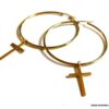 N5699D Boucles créoles femme pendentifs croix acier inoxydable doré NINANINA