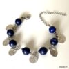N569d Bracelet perles Lapis Lazuli femme breloques argentées - Bijoux Bracelets en ligne Ninanina