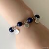 N569e Bracelet perles Lapis Lazuli femme breloques argentées - Bijoux Bracelets en ligne Ninanina