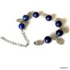 N569f Bracelet perles Lapis Lazuli femme breloques argentées - Bijoux Bracelets en ligne Ninanina