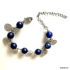 N569h Bracelet perles Lapis Lazuli femme breloques argentées - Bijoux Bracelets en ligne Ninanina