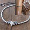 N5711 Bracelet de bras biceps femme fille étoiles de mer métal argent NINANINA