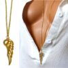 N5718 Collier femme long sautoir aile d'ange acier inoxydable doré NINANINA