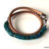 N5725 Bracelet turquoise naturelle homme cordon cuir 2 tours - Bijux Bracelets en ligne Ninanina