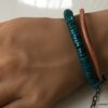 N5725b Bracelet turquoise naturelle homme cordon cuir 2 tours - Bijux Bracelets en ligne Ninanina