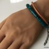 N5725f Bracelet turquoise naturelle homme cordon cuir 2 tours - Bijux Bracelets en ligne Ninanina