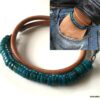 N5725g Bracelet turquoise naturelle homme cordon cuir 2 tours - Bijux Bracelets en ligne Ninanina