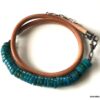 N5725i Bracelet turquoise naturelle homme cordon cuir 2 tours - Bijux Bracelets en ligne Ninanina