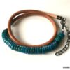 N5725k Bracelet turquoise naturelle homme cordon cuir 2 tours - Bijux Bracelets en ligne Ninanina