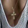 N5744H Collier grosse croix femme pendentif doré strass Fantaisie - Bijoux Colliers Femmes en ligne Ninanina