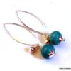 N5746A Boucles d'oreilles femme créoles argent 925 massif ovales perle turquoise naturelle NINANINA