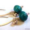 N5746C Boucles d'oreilles femme créoles argent 925 massif ovales perle turquoise naturelle NINANINA
