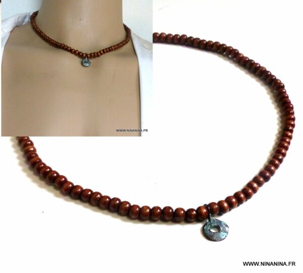 Disques faits main perles de rocaille recyclées Krobo collier tribal