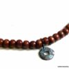 N5752a Collier homme tribal perles bois marron clair pendentif turquoise NINANINA