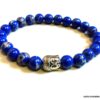 N5759 Bracelet homme elastique strech perles jaspe bleues bouddha métal argent - Bijoux en ligne Ninanina
