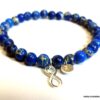 N5766b Bracelet homme perles jaspe bleu infini argent 925 massif personnalisé gravé à la main - Bijoux en ligne NINANINA