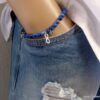 N5766c Bracelet homme perles jaspe bleu infini argent 925 massif personnalisé gravé à la main - Bijoux en ligne NINANINA