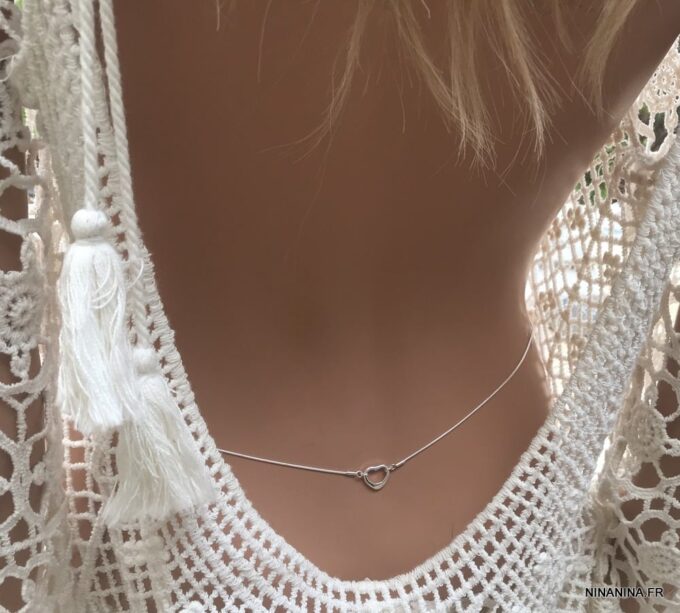 N5770 Chaine de taille coeur plaqué Argent femme - Bijoux Chaines en ligne Ninanina
