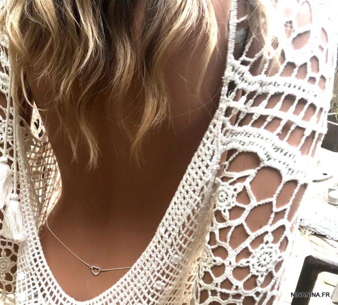 N5770a Chaine de taille coeur plaqué Argent femme - Bijoux Chaines en ligne Ninanina