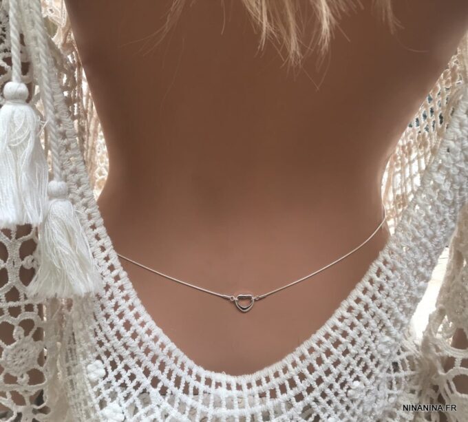 N5770b Chaine de taille coeur plaqué Argent femme - Bijoux Chaines en ligne Ninanina