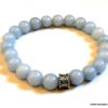 N5773 Bracelet homme strech elastique perles aiguemarine argent 925 massif - Bijoux en ligne Ninanina