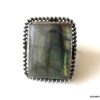 N5775 Bague Labradorite rectangulaire plaqué argent - Bijoux Bagues en ligne Ninanina