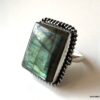 N5775b Bague Labradorite rectangulaire plaqué argent - Bijoux Bagues en ligne Ninanina