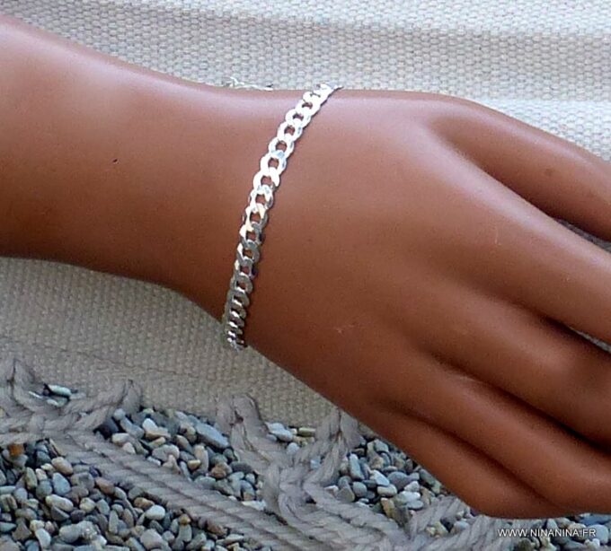 N5781B Bracelet homme maille gourmette argent massif - Bijoux en ligne NINANINA
