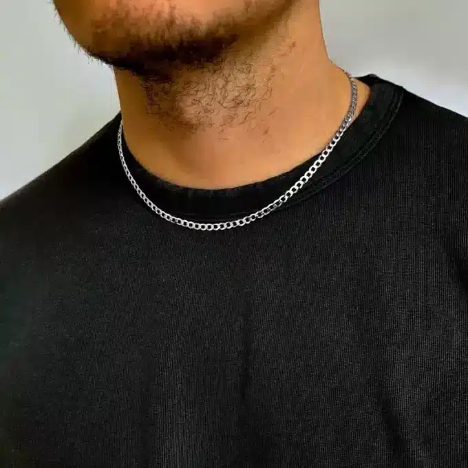 N5783a Chaine Homme Argent 925 Massif Maille Gourmette - Bijoux Colliers Hommes en ligne Ninanina