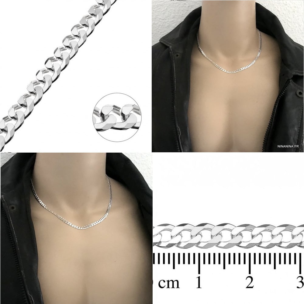 Collier infini homme chaine Acier inoxydable argenté - Ninanina