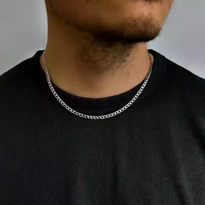 N5783b Chaine Homme Argent 925 Massif Maille Gourmette - Bijoux Colliers Hommes en ligne Ninanina
