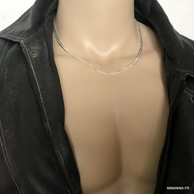 N5783c Chaine homme Argent 925 massif maille gourmette - Bijoux Chaines en ligne Ninanina