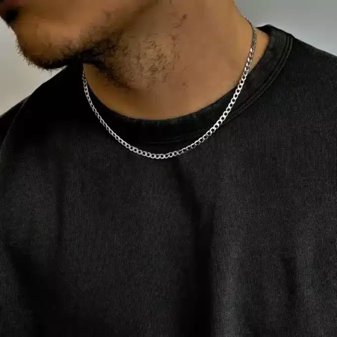 N5783c Chaine Homme Argent 925 Massif Maille Gourmette - Bijoux Colliers Hommes en ligne Ninanina