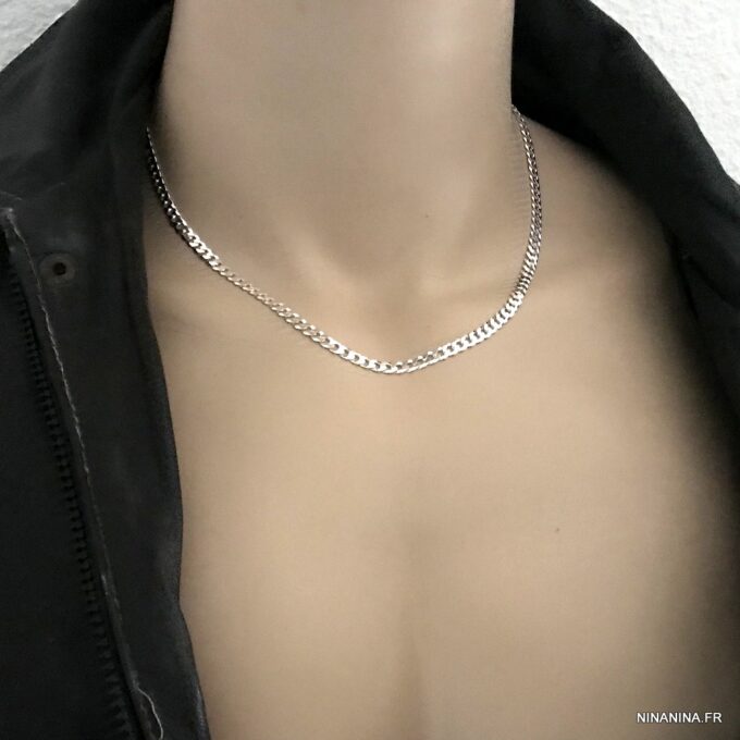 N5783f Chaine homme Argent 925 massif maille gourmette - Bijoux Chaines en ligne Ninanina