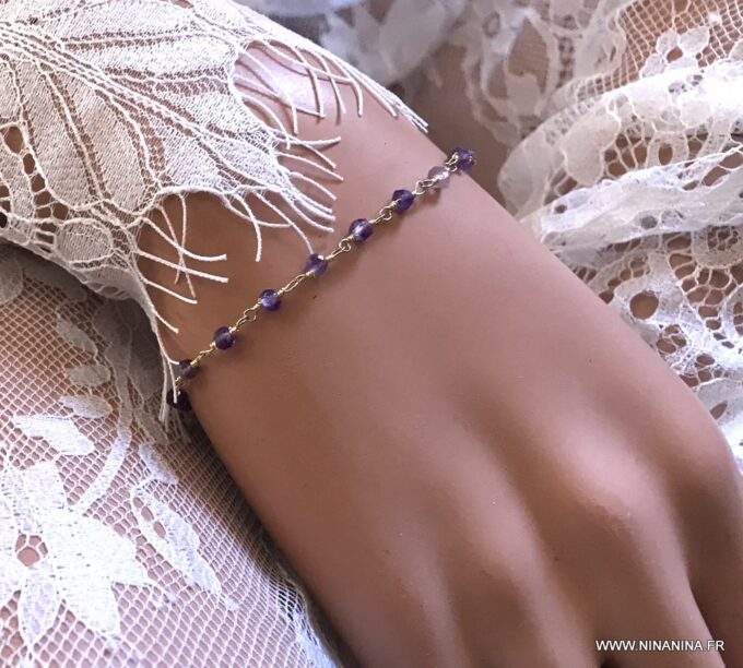 N5795a Bracelet infini en or plaqué et Argent 925 massif femme - Bijoux Bracelets en ligne Ninanina