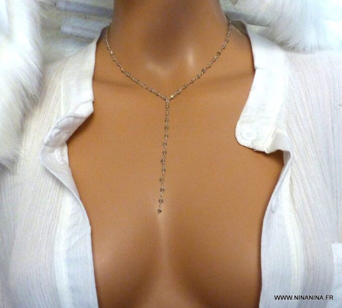 N5797c Collier lasso en labradorite naturelle argent massif - Bijoux en ligne NINANINA