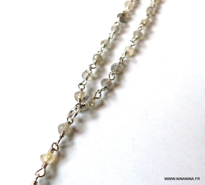 N5797d Collier lasso en labradorite naturelle argent massif - Bijoux en ligne NINANINA