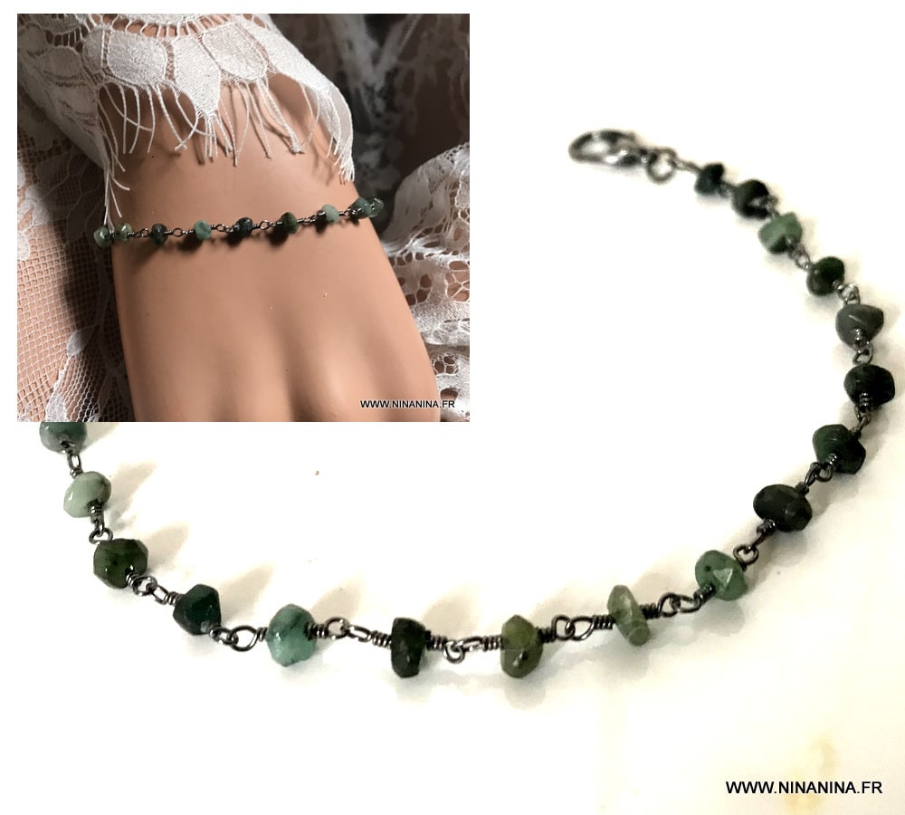 Bracelet emeraude pas cher femme Pierres pr cieuses brutes Ninanina
