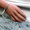 N5817C Bracelet turquoises blanches perle tube métal argenté - Bijoux en ligne NINANINA