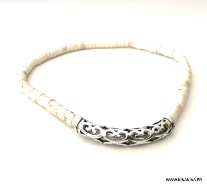 N5820d Bracelet de cheville turquoises blanches perle tube - Bijoux Bracelets en ligne Ninanina